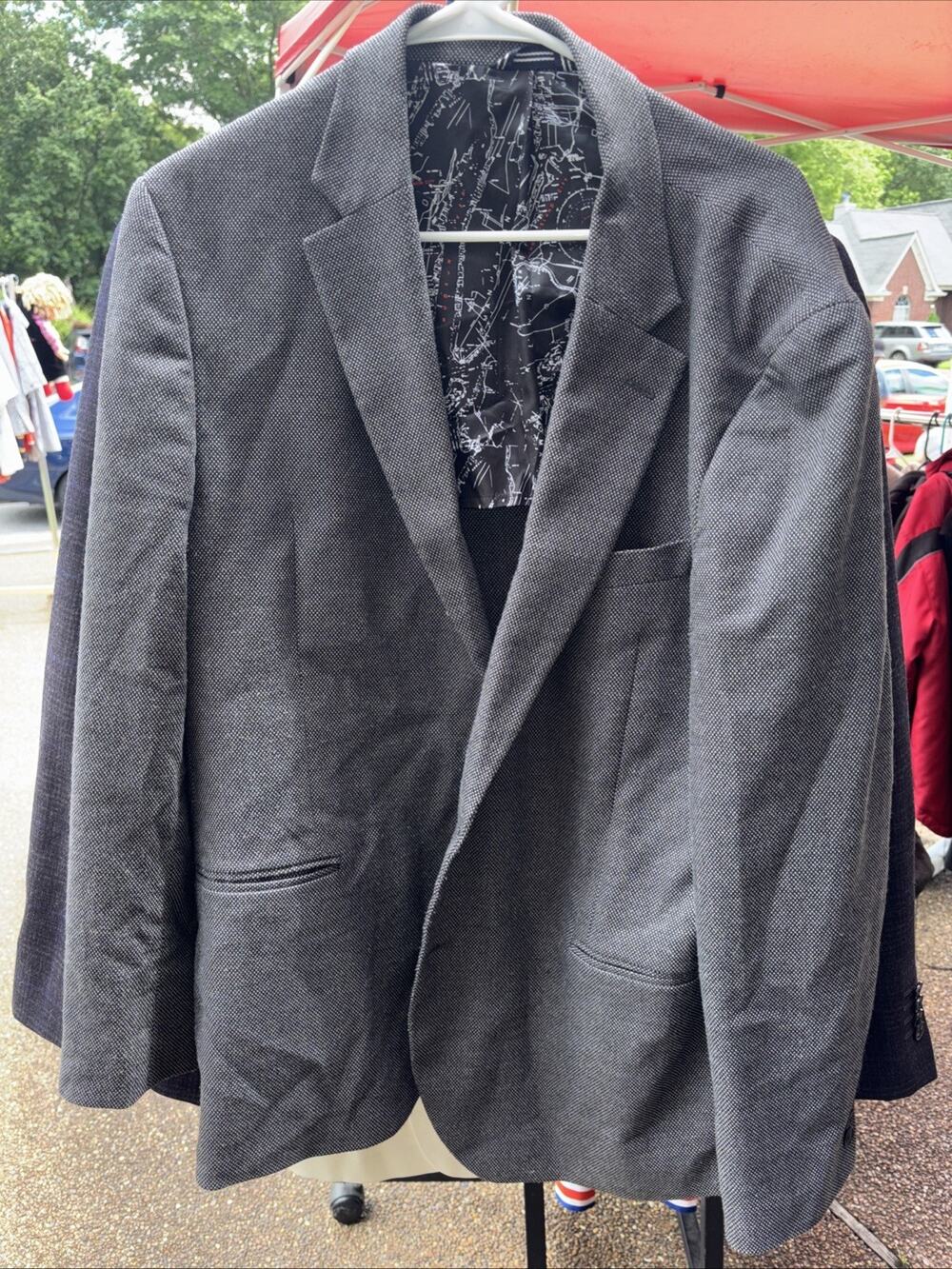 Nautica Men's Blazer Gray 46R Double Vented Polyester Blend